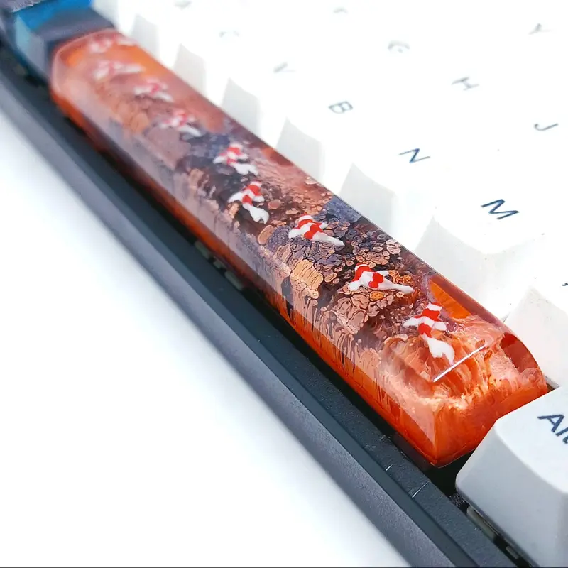 Keycap resin cá koi tone cam đen SA 6.25U trang trí bàn phím cơ 0
