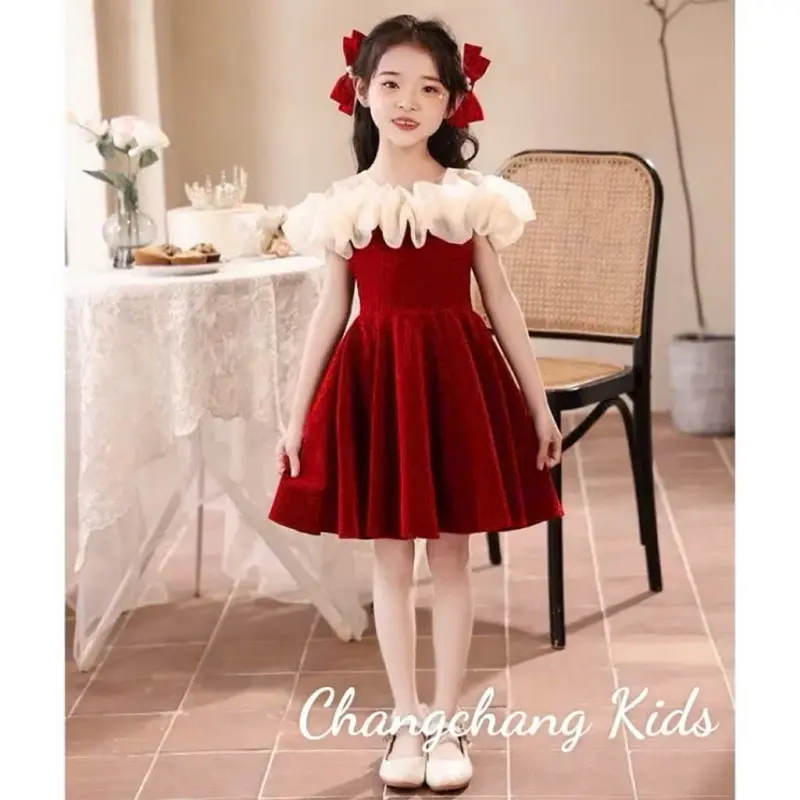 Mã V6: (20kg - 50kg) Đầm công chúa phối bèo tơ bồng bềnh cho bé gái 4