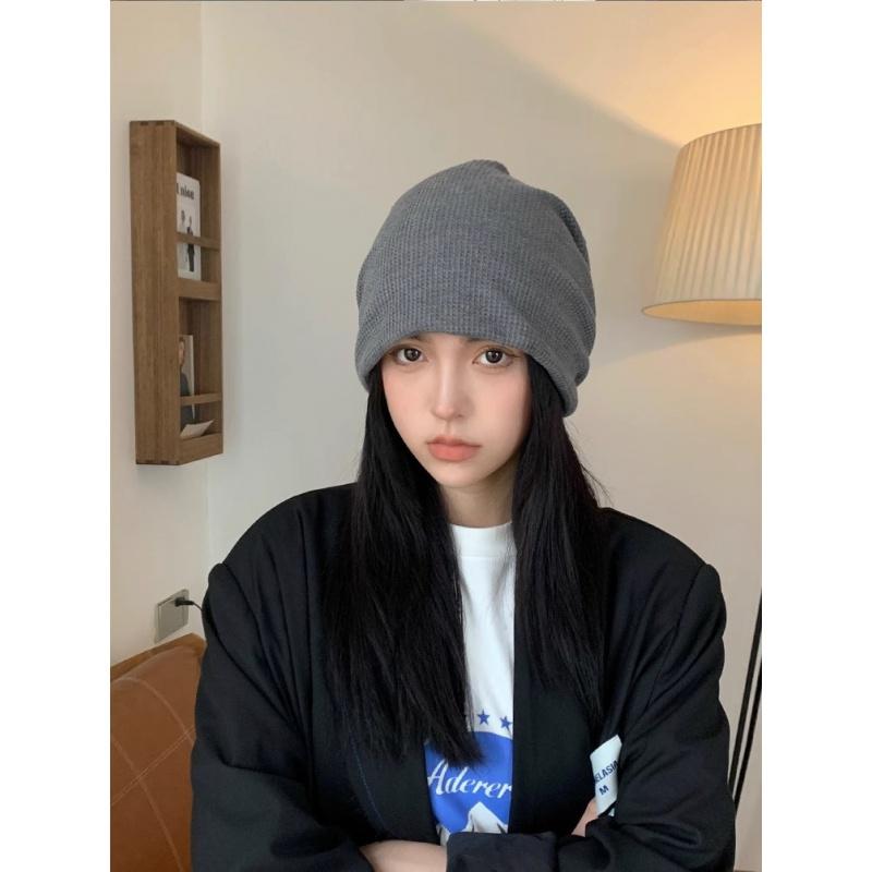 Product Introduction of Hat Women's New Korean Style Knitted Pile Style Fashion Big Head Big Brim Show Face Small Toe Cap Japanese Style All-Matching Men's Hat 14