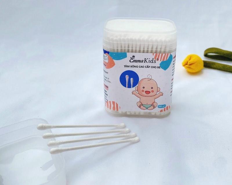 Combo 3 Hộp tăm bông trẻ em Vcoool, Emma Kids, Misuta kháng khuẩn cho bé vệ sinh tai, mũi... (Hộp 200 que) 7