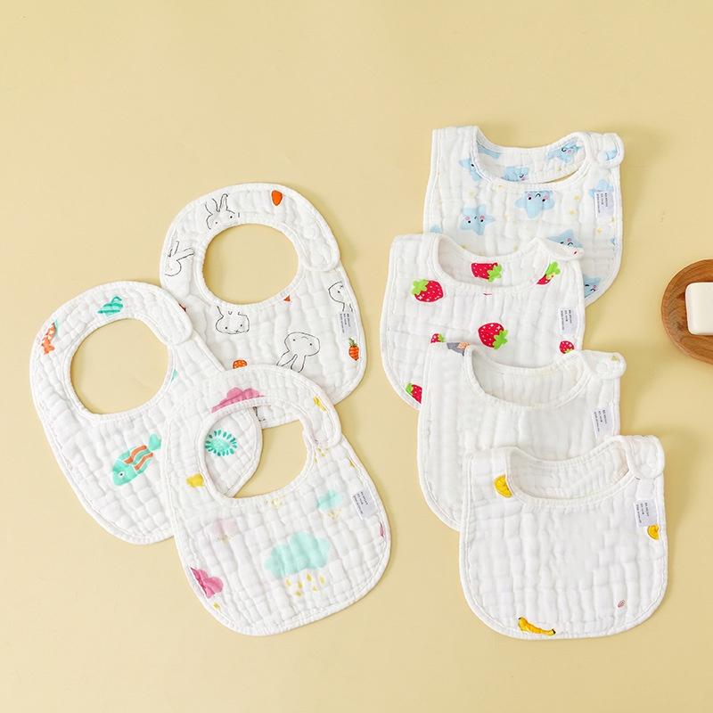 Yếm xô chữ U cho bé vuông cao cấp Lavita cài vai 8 lớp cúc bấm 2 mặt màu trắng to dày dặn, thoáng khí siêu thấm hút cho bé từ sơ sinh đến 4 tuổi bản to Voi Kem Cotton