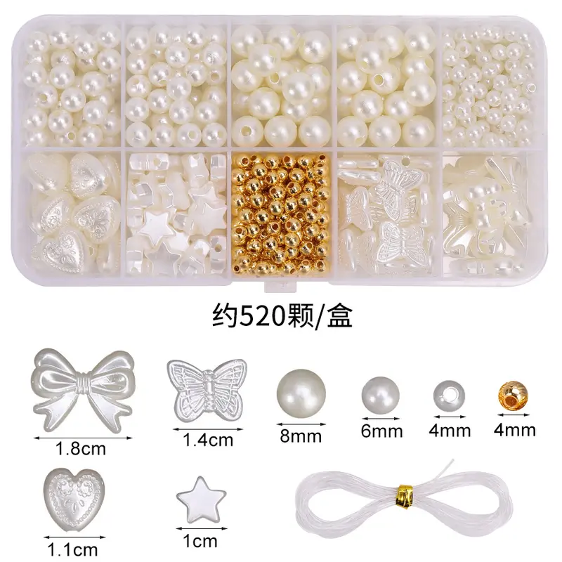 Bộ Hạt Ngọc Trai Giả, 10 Món, Hộp Đựng Hạt Rời, Dây Hạt Vỏ Sò, Vòng Tay Hạt, Phụ Kiện Trang Sức Hạt, Bán Chạy Nhất Xuyên Biên Giới Diy chủi  đeo vòng tay  nữ 5