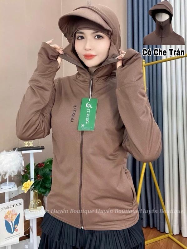 [38-80kg] Áo khoác chống nắng nữ 2 lớp vải kim cương thoáng mát hàng loại 1 thiết kế che trán,vành mũ chống nắng,co giãn 4 chiều