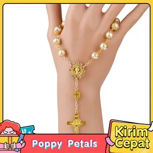 Gantungan Mobil Rosario Katolik Model Gelang Mutiara Putih dengan Salib Aksesoris Rohani Wanita Viral Tiktok Hiasan Spion Mobil Souvenir Religi Ibadah Hadiah Doa Harian
