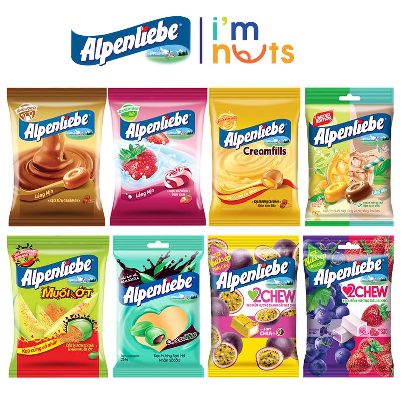 Kẹo Alpenliebe 2Chew và Kẹo nhai Mentos đủ vị gói lớn