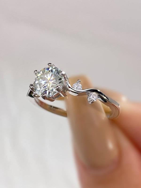 S925 Sterling Silver Synthetic Moissanite Ring, 1ct Ring for Women, Exquisite Engagement Ring for Women & Girls, with Timeless Promise Wedding Engagement Ring, Pave Engagement Ring 5