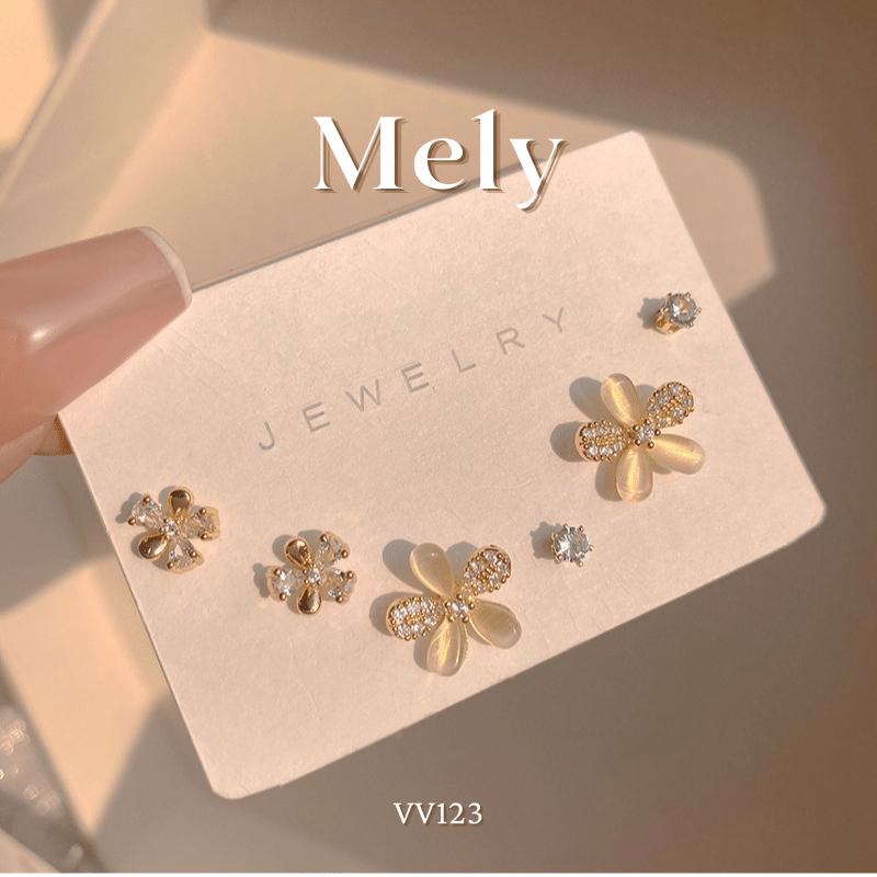 Set Bông tai nữ hình hoa đính đá phụ kiện trang sức thời trang - Mely VV123