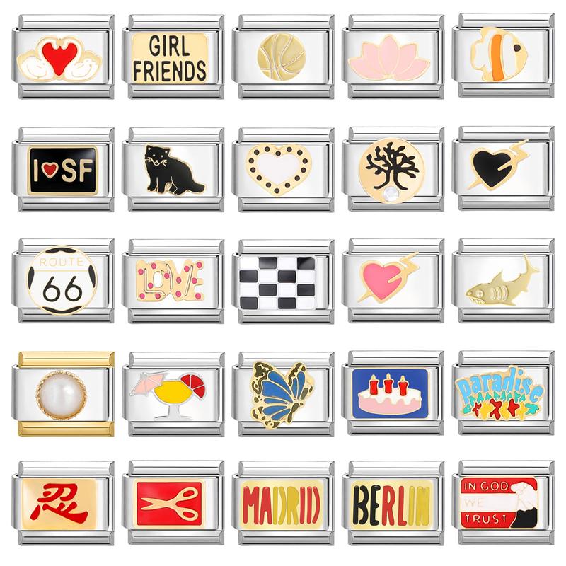 Charm Vòng Tay Mèo Phong Cách Kawaii Phù Hợp Với Chuỗi Liên Kết Ý Vòng Tay Thép Không Gỉ 9Mm Làm Phụ Kiện Thời Trang Tự Làm Phong Cách Cổ Điển Với Mô-đun Cá Tính Phụ Kiện Vòng Tay