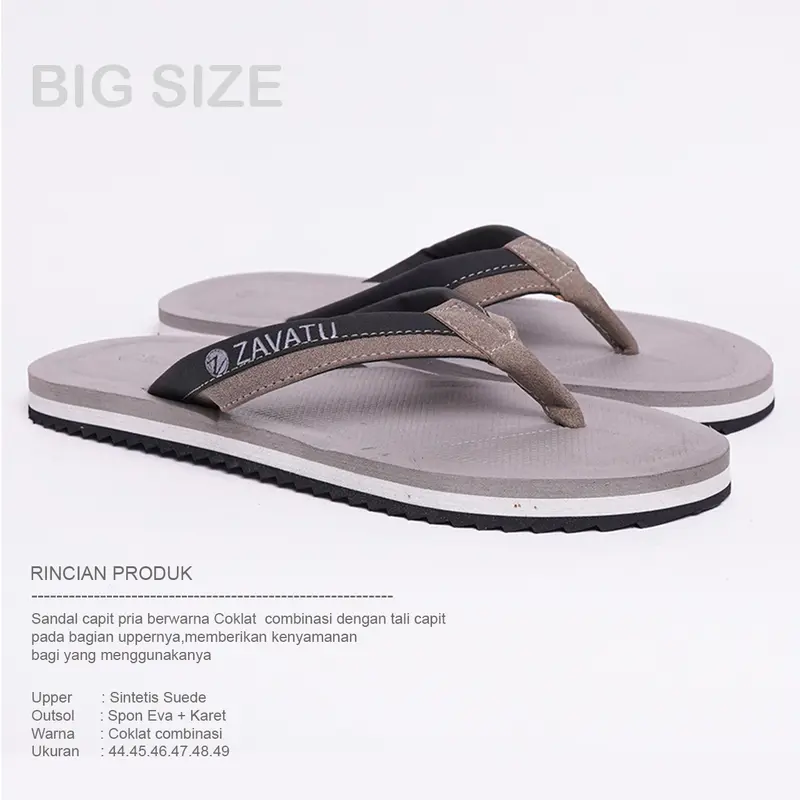 sendal capit big size jumbo 44-45-46-47-48-49 sandal pria flip flop distro original trandy kekinian Sandal jepit Hitam Black 2