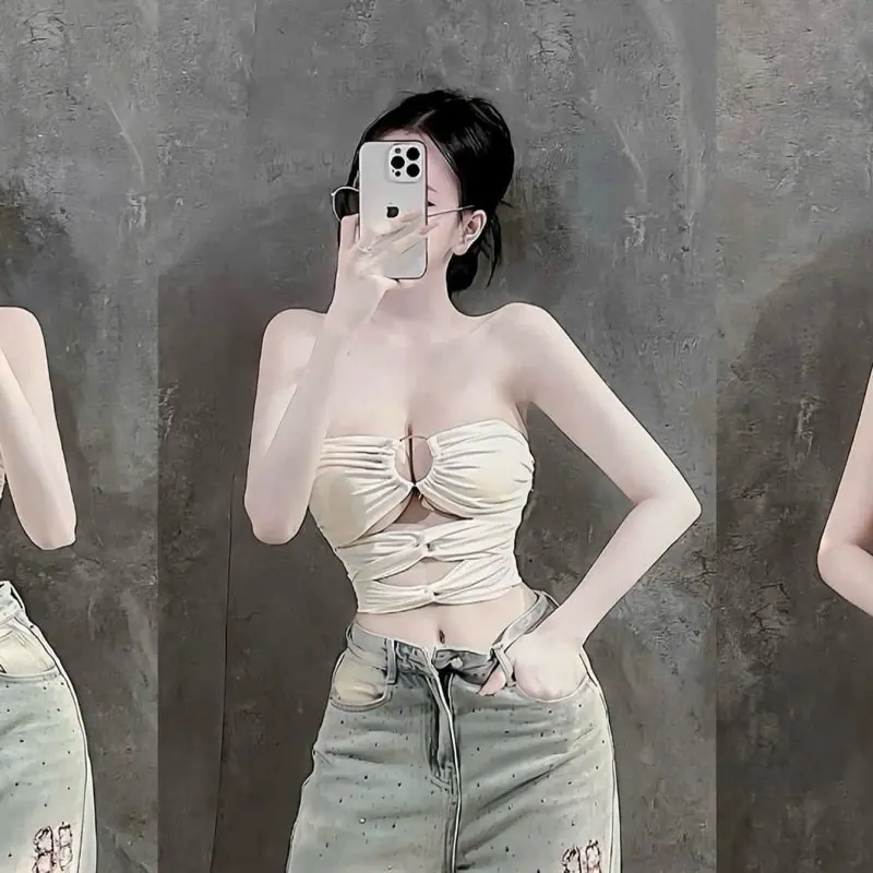 áo thun xoắn ngực phối dây eo a04 1