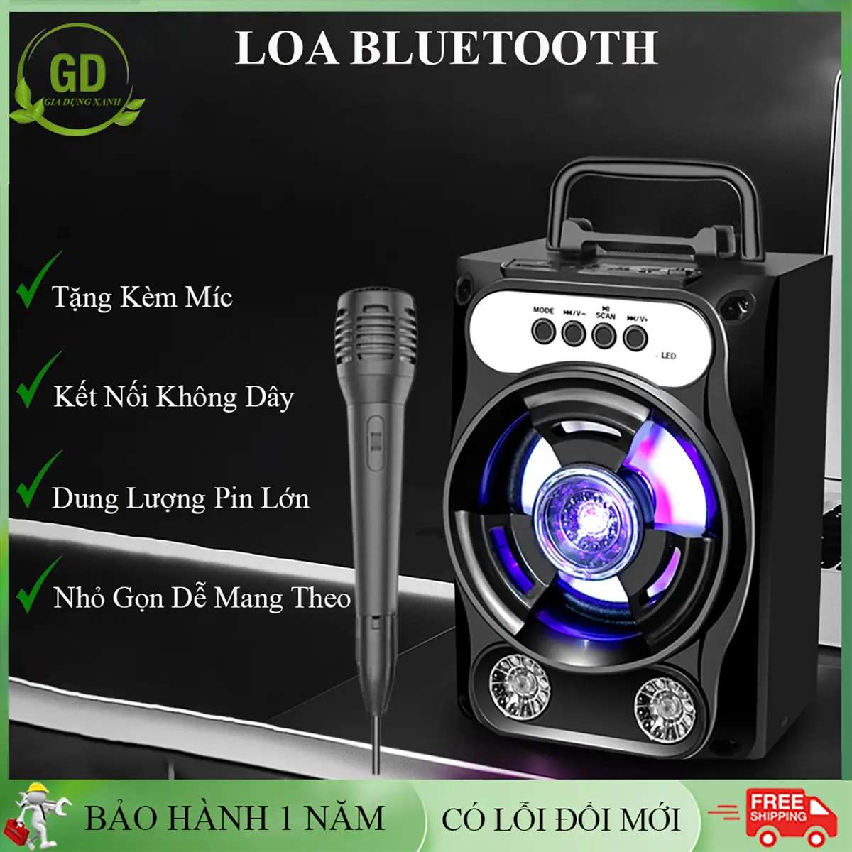 Loa bluetooth hát karaoke kèm tặng mic, loa bluetooth mini, loa kẹo kéo giá rẻ. Bảo hành 1 năm, đổi mới 7 ngày nếu lỗi.