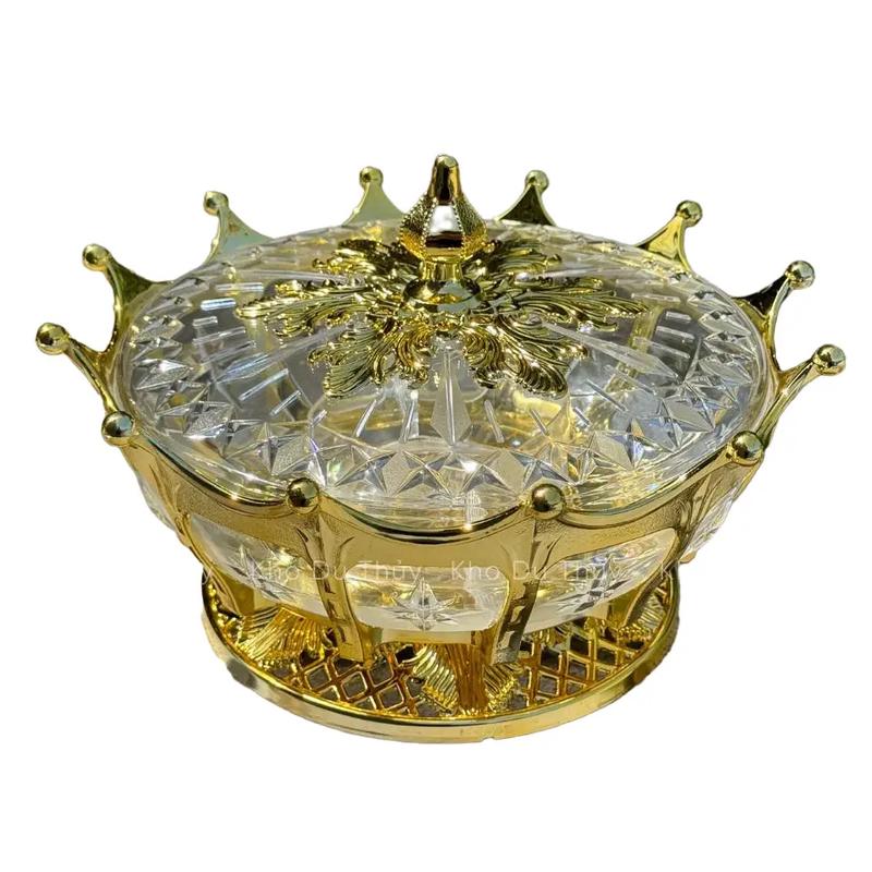  Hộp mứt tết kiểu xưa màu vàng hồng xanh cam thiết kế kiểu vương miệng lấp lánh 5 ngăn đựng trong suốt đế xoay 2 size dùng làm hộp đựng bánh mứt ngày tết 2024 khaybanh  keotet khaydung  muttet 