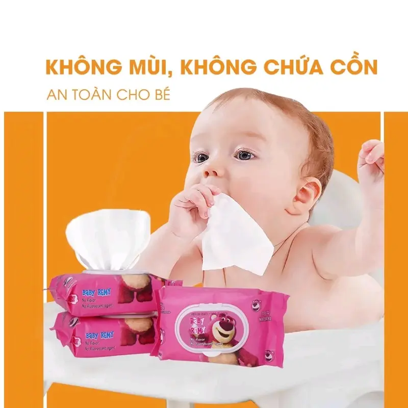 Thùng 10 gói khăn ướt Phú đạt,khăn ướt hình gấu dâu đáng yêu, không mùi dùng cho bé,1 gói nặng gần 400 gram Voi khanu  otchobe 3