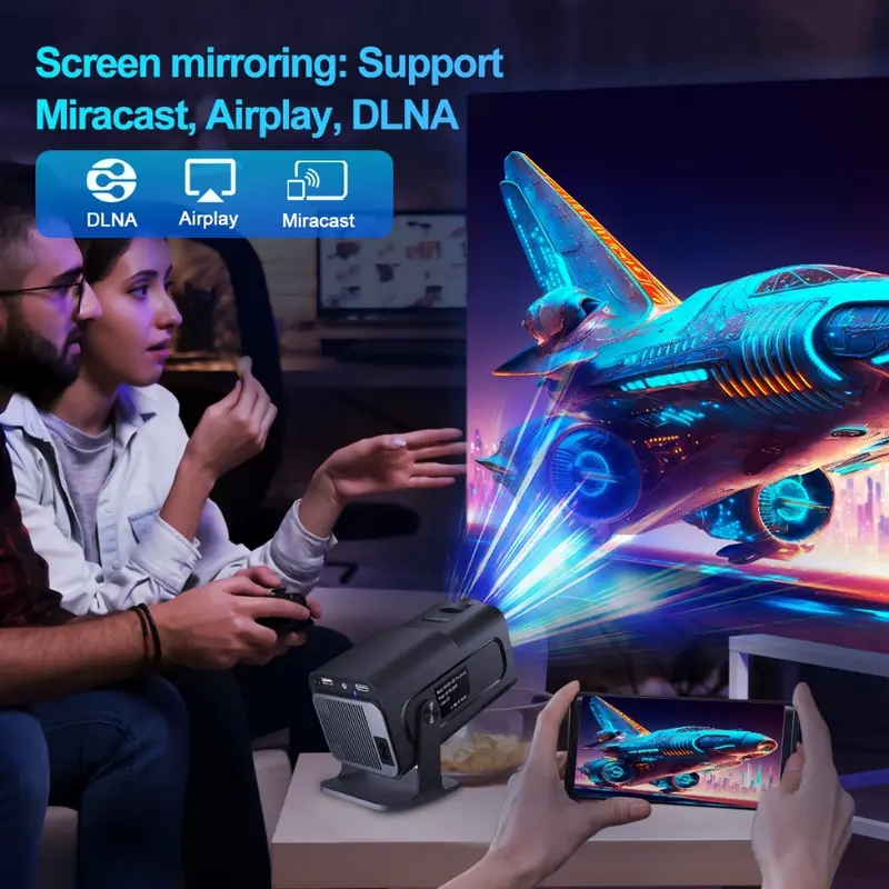 Máy Chiếu thông minh, NEW HY320 PRO, Led Cầm Tay 4K, Tương thích với TV, Máy tính xách tay, Điện thoại Android, Netflix và Bluetooth, Hy320 Pro 8