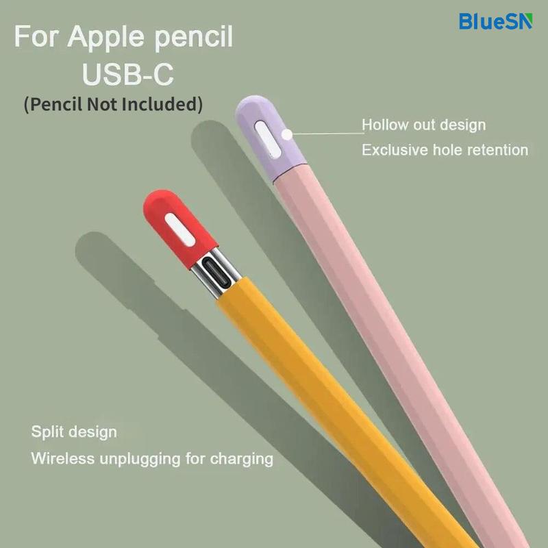 BLUESN-vỏ silicon cho bút cảm ứng, vỏ cho Apple Pencil 3 (usb-c), tương thích Apple Pencil 3, nắp chống mất mát