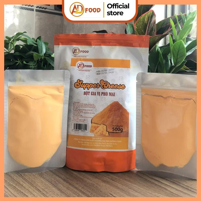 200g Bột phô mai Supper Cheese ADFOOD - màu vàng đậm, mặn ngọt làm sốt, gia vị lắc, phù hợp để chế biến nhiều món ăn hấp dẫn như tokbokki lắc phô mai, gà chiên lắc, rong biển mix phô mai, khoai lang kén lắc phô mai,...