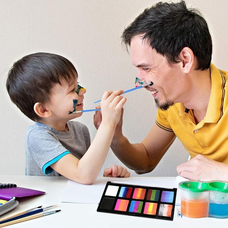 Bộ Tranh Sơn Mặt & Cơ Thể, Không Độc Hại, Sơn Dầu Nhiều Màu, Sắc Tố Ba Màu, Kèm Cọ Trang Điểm, Thích Hợp Cho Bữa Tiệc Và Hóa Trang, Trang Điểm Khuôn Mặt, Unisex 6