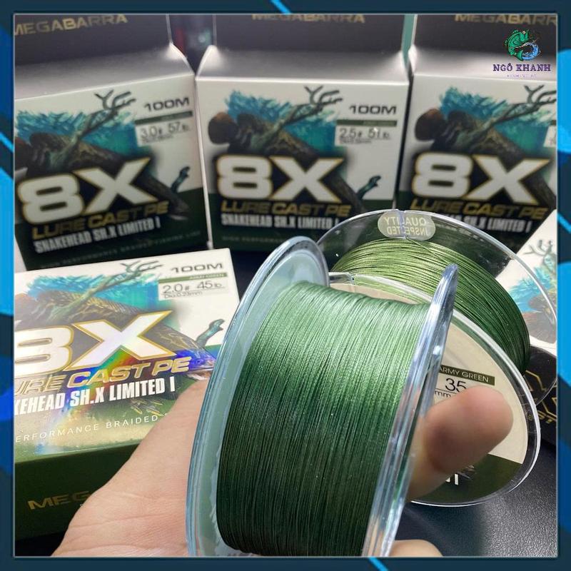  Dây PE câu cá Megabarra X8 Snakehead SH-X 100m  dây dù câu lure Đi Câu Bắt Cá Fishing 