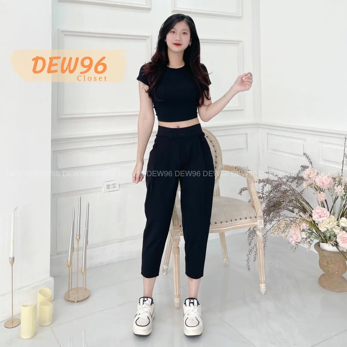Quần baggy nữ lưng cao cạp chun chất vải umi hàn co giãn 4 chiều mềm mịn ít nhăn