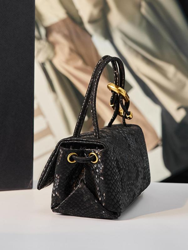 Women's Fashionable Snakeskin Embossed Handbag, Casual Versatile Shoulder Bag for Daily Used, Trendy All-match Commuter Bag 4