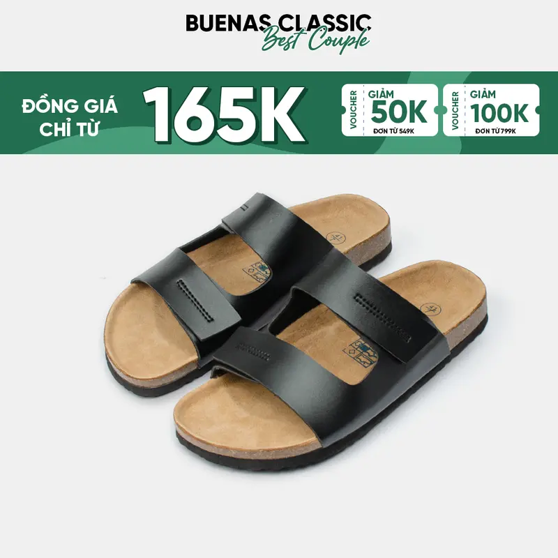 Dép đế trấu nam nữ BU04 unisex birken quai ngang Buenas - BU04 0