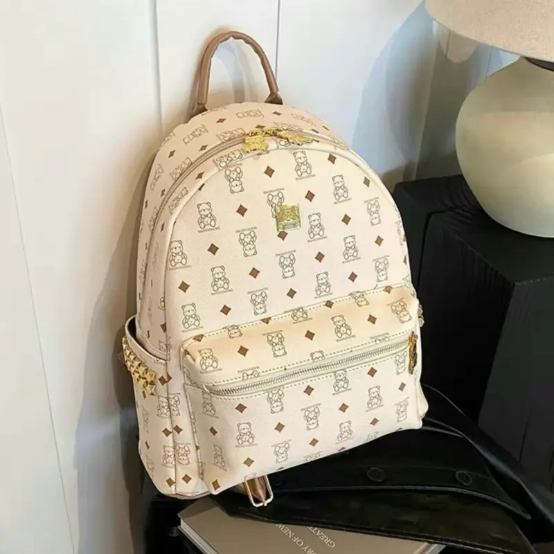 Balo gấu size40 chất liệu da tay khoá kéo bằng đồng xịn sò bản quai to 5cm quai bé 4cm đựng sách vở laptop ipad các loại 6