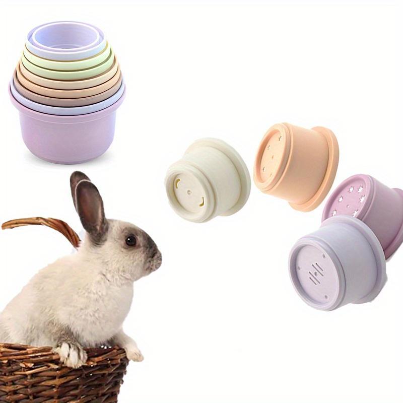 Product Introduction of Rabbit Stacking Cups Feeding Toy, 1 Set Reusable Rabbit Feeding Toy, Pet Feeding Supplies for Small Animals, Rabbit & Pet Supplies 5