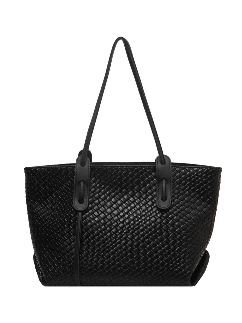 Product Introduction of Women's Fashionable Plain Color Tote Bag, 2025 New Style Casual Versatile Large Capacity Shoulder Bag for Daily Used, Trendy High-quality Daily Commuting Bag 2