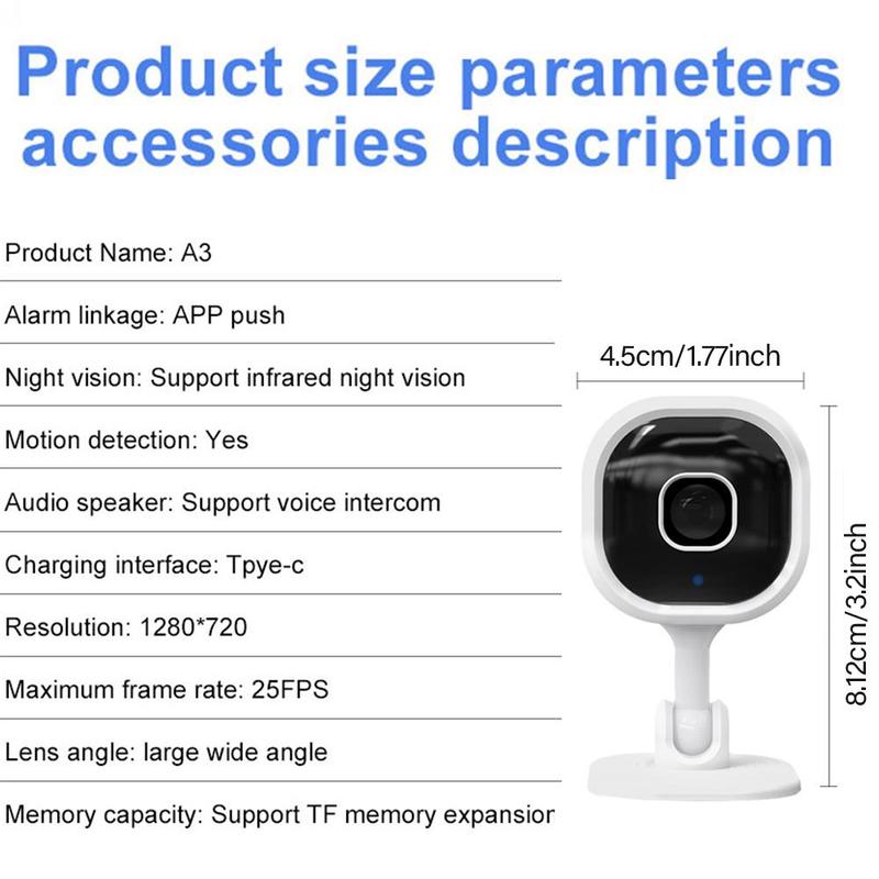 Product Introduction of Wireless Security Camera, USB Powered 1080P WiFi Network Monitoring Camera, Indoor Camera with Mobile APP Control, Pet Camera with Infrared Night Vision 1