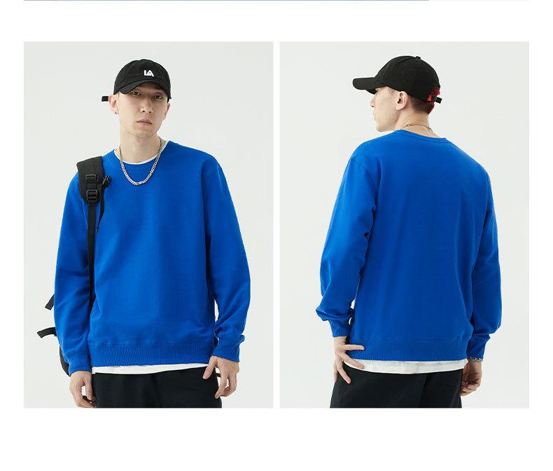 Product Introduction of Men's Autumn 300G Loose Pure Cotton Solid Color Terry round Neck Men's Sweater Cross-Border Fashion Brand Printed Men's Coat Menswear Hoodie Sweatshirts Tops Lingerie Longsleeve Bestie Crewneck Beige Casual Pullover Plain Tropical 11