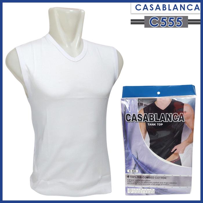 Gambar Kaos Tank Top Pria V Neck Polos Casablanca C555 Katun Distro Rib Combed Cotton dari CasablancaWear Kota Administrasi Jakarta Barat Tokopedia