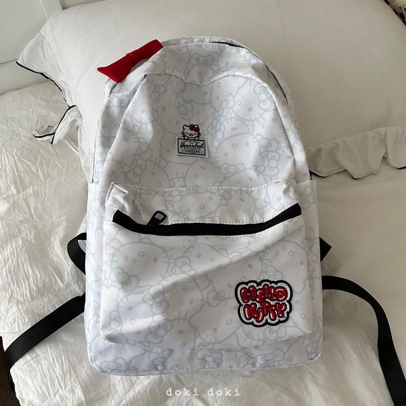 Ba Lô Thương Hiệu Thời Trang Nova, Doki, Đồng Thương Hiệu Hello Kitty, Chất Liệu Nylon, Chống Thấm Nước, Thích Hợp Cho Học Sinh, Thiết Kế Nơ Dễ Thương, Cho Nữ, Cặp Sách Backpack Đeo Vai 4