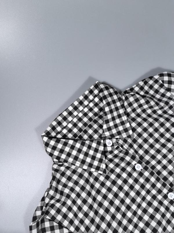 Women's Plaid Print Button Front Ruffle Hem Dress, Elegant Fashion Casual Long Sleeve Dress for Daily Outdoor Wear, Women Dress for All Seasons 5