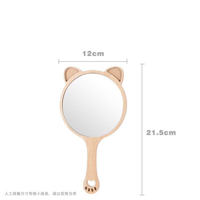 Product Introduction of New High-end Handheld Niche Rectangular Princess Makeup Mirror with Wooden Handle, High-definition Portable Pocket Mirror 4
