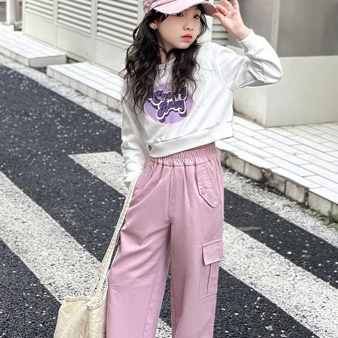 BỘ QUẦN ÁO THU ĐÔNG, set đồ bé gái, áo croptop dài tay, quần túi hộp phong các cho bé gái từ 15-45kg 6