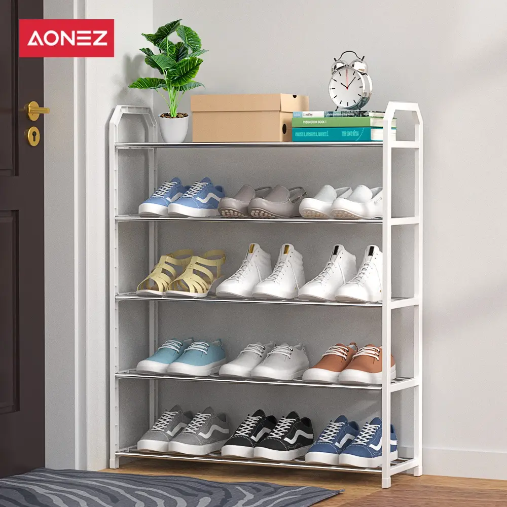【COD】AONEZ Kotak Sepatu Portable 5 Layer Rak Sepatu Minimalis Besi Bertingkat Rak Susun Sepatu