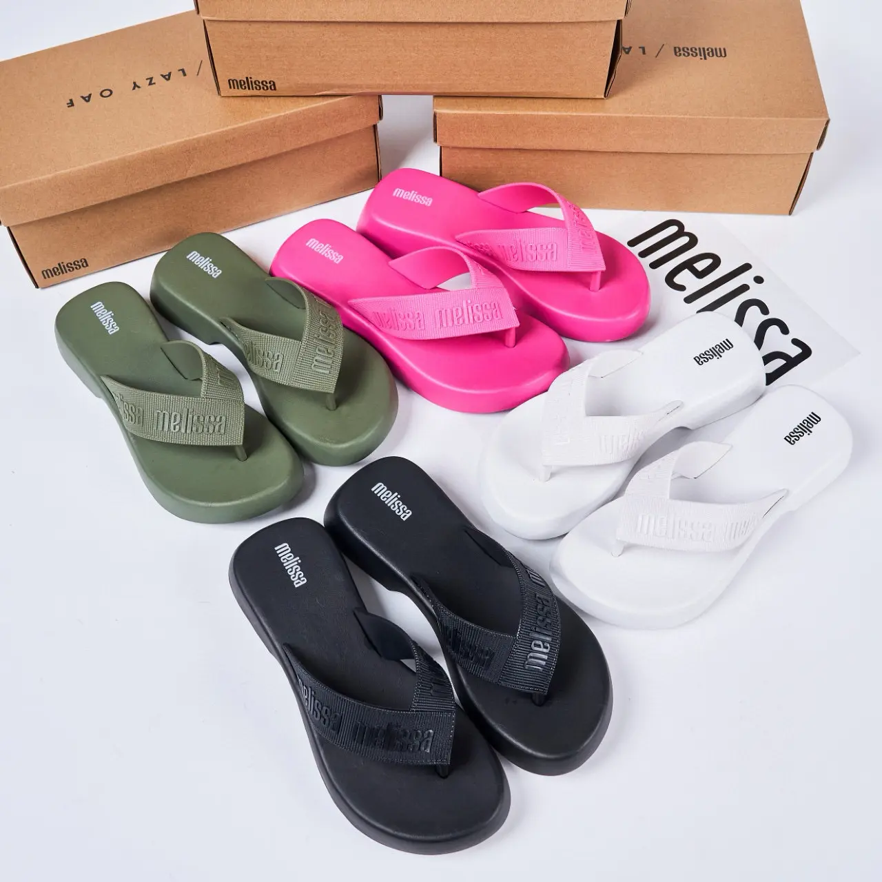 2024 New Melissa Flip-Flops Wide Strap Jelly Shoes Lightweight Thick Sole Foam Soft Sole Slippers