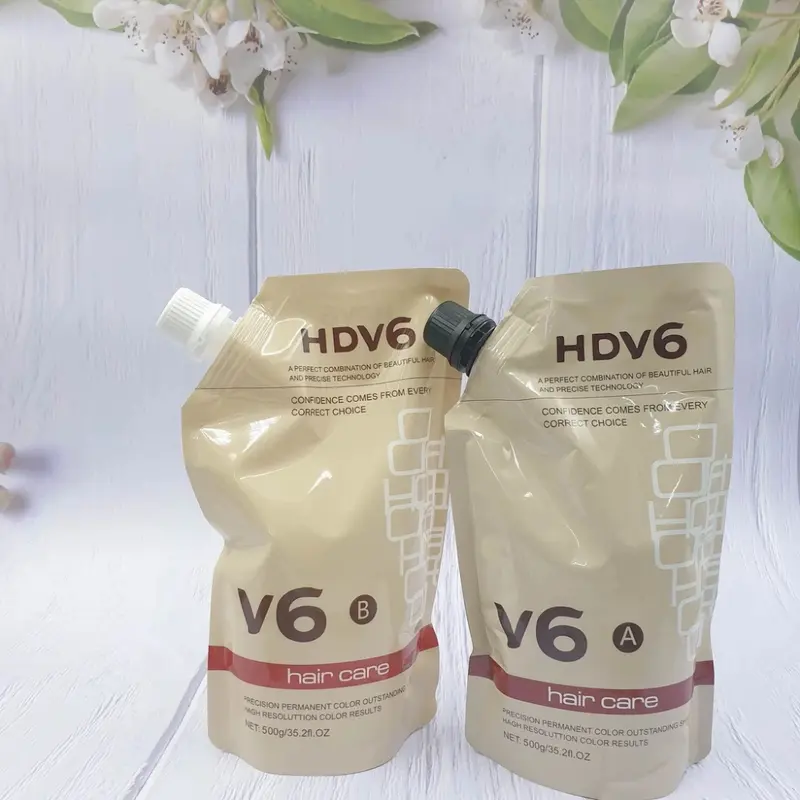 Nhuộm Nâu Phủ Bạc Tóc HDV6 Không Dính Da Đầu Lên Màu Sáng Lv5-6 , 500ml x 2 7