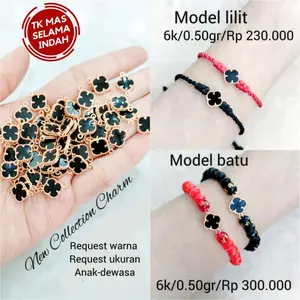 Gelang Charm Bunga hitam 6k