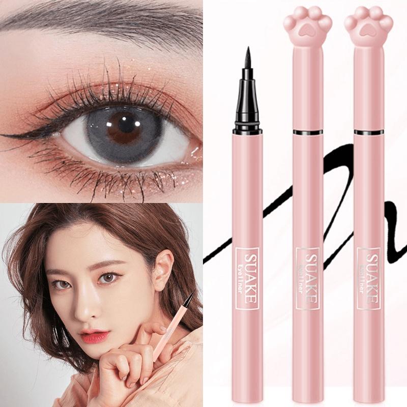 Bút kẻ mắt chân mèo, bút kẻ mắt khô nhanh màu đen, bút kẻ mắt hai đầu, phim hoạt hình dễ thương, thích hợp cho người mới bắt đầu, dụng cụ trang điểm, chăm sóc sắc đẹp, bút kẻ mắt trang điểm lâu dài