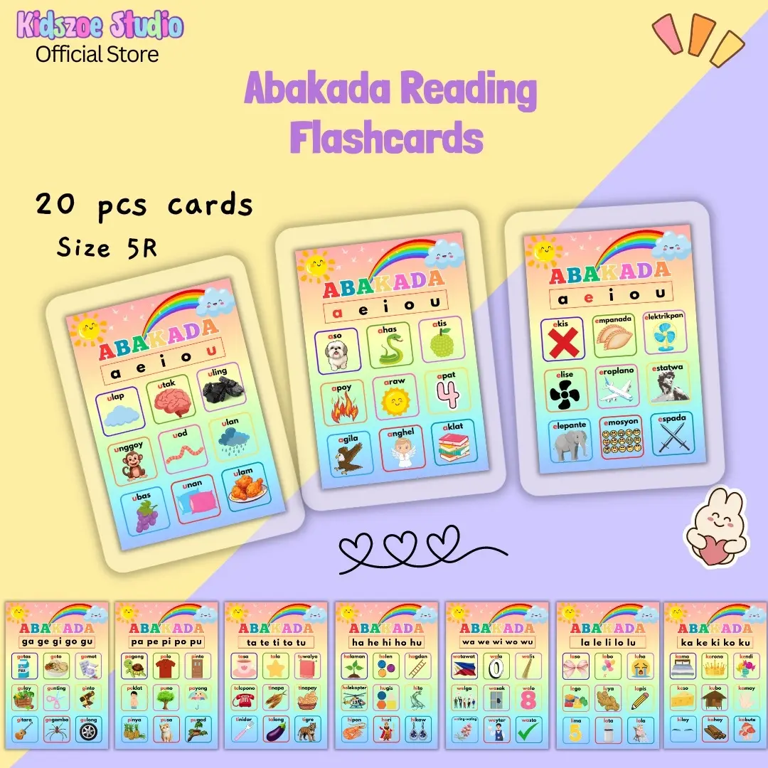 Abakada reading flashcards laminated size 5R Educational 16 pieces cards