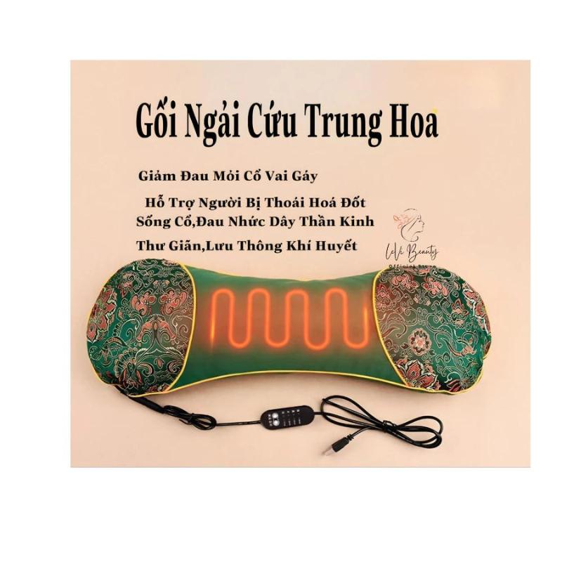 Gối ngải cứu cổ vai gáy cắm điện sưởi ấm giúp giảm đau vai gáy cổ, Gối kê cổ thảo dược hương thơm dễ chịu Massage Máy Massage