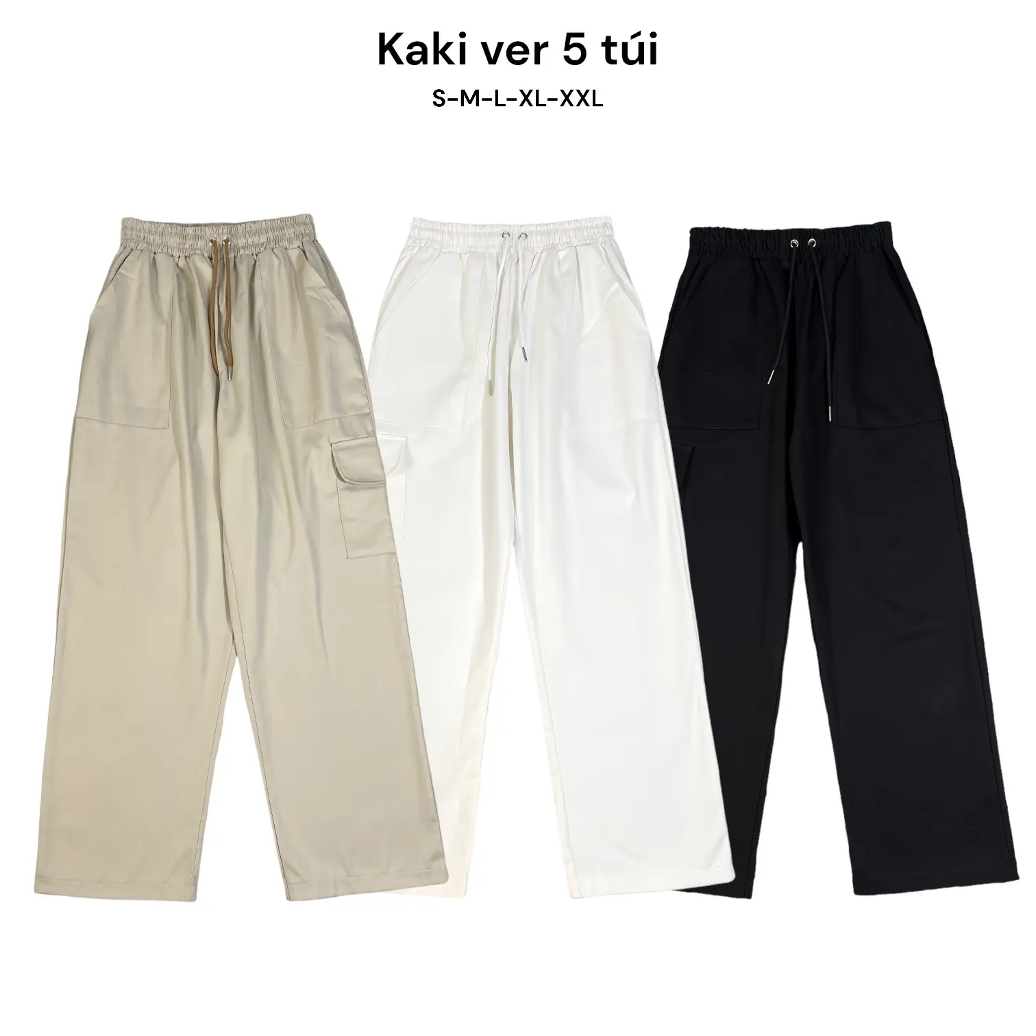 Quần kaki túi hộp ống rộng bigsize nam nữ unisex (5 túi) Menswear Pants