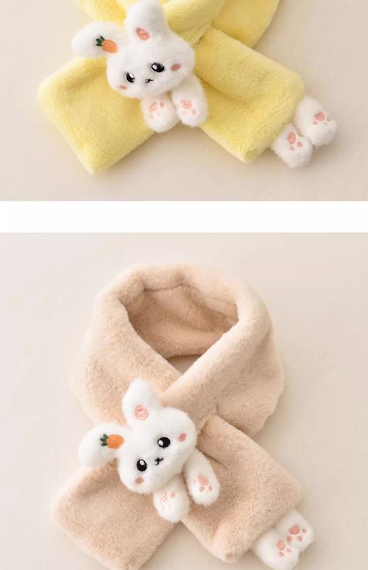 Product Introduction of Korean Women's Lovely Cartoon Rabbit Rabbit Fur Cross Plush Scarf Girl's Winter Neck Protection Thick Warm Fake Neck Bib 12