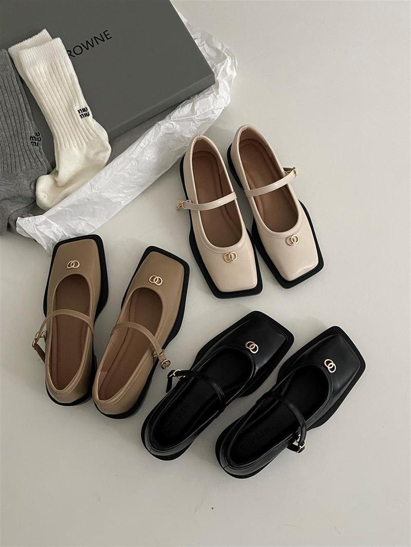 Product Introduction of French Retro Square Toe Low-Cut Mary Jane Leather Shoes 2023 Spring New Girl Soft Leather Low Heel Shoes Elegant Fashion Footwear Walking Shoes Women Comfort 14