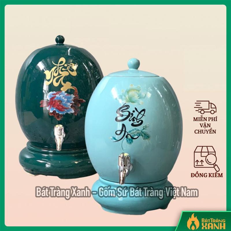 [6 MÀU] Bình Nước Dáng Qủa Trứng Gốm Sứ Bát Tràng, Bình Nước Men Màu Có Vòi Họa Tiết Vẽ Tay, Gốm Sứ Bát Tràng Cao Cấp