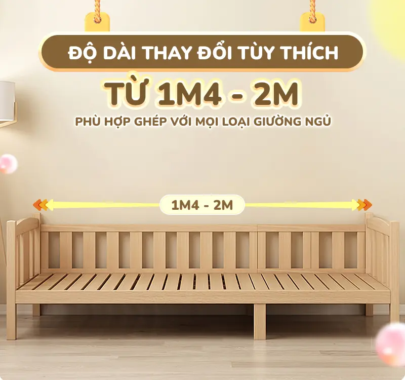 Giường gỗ cho bé Chilux - Hiện đại, an toàn, ghép giường tiện lợi và dễ dàng điều chỉnh độ dài 7