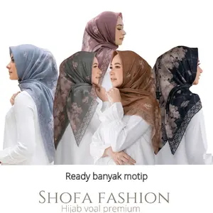 Jilbab Segi Empat Voal Motif Premium Part 1 Mewah Muslim - Shofa Hijab