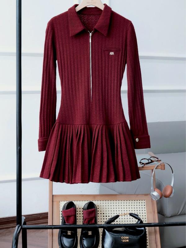 Ara - Váy len thiết kế xòe xếp li khóa kéo cổ sơ mi Jules Dress V87 1