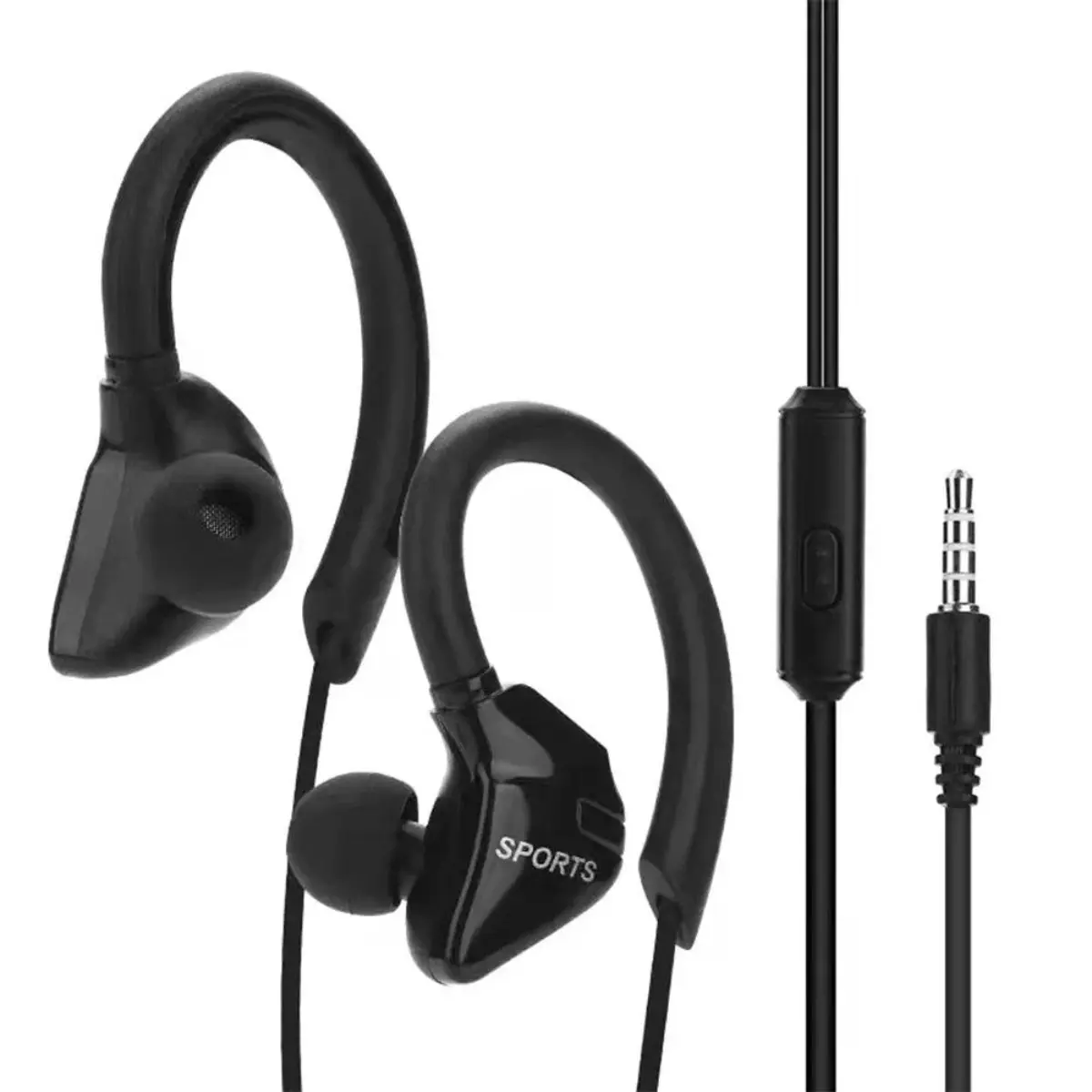 IPX5 Waterproof Sports Earphones With Memory Wire Mic 3.5mm In-Ear Running Earhook Music Headphone Mobile Stereo Bass